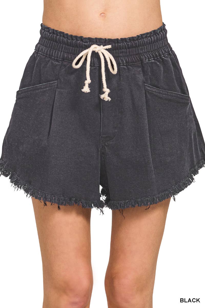 Vanilla Monkey - Wholesale Shorts - Women's - Washed Fray Hem Denim Short Pants1