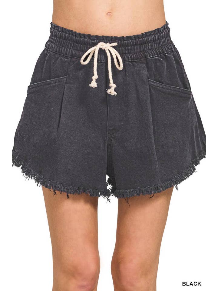 Vanilla Monkey - Wholesale Shorts - Women's - Washed Fray Hem Denim Short Pants1