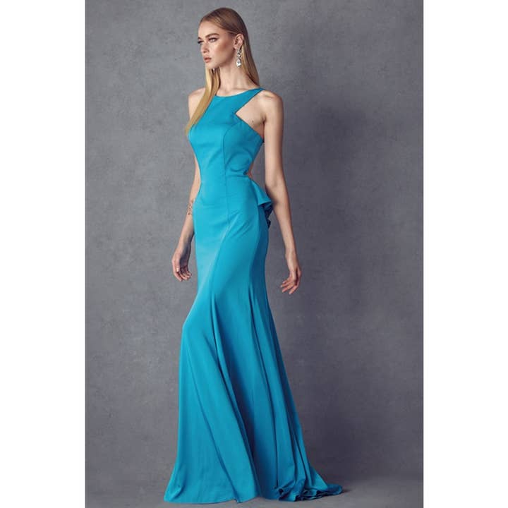Juliet - Wholesale Gown - Women's - FITTED DRESS WITH RUFFLED BUSTLE EVENING GOWN7