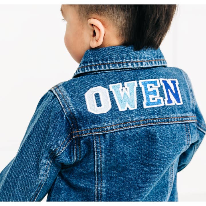 Custom Embroidered Denim Jacket, Blue Ombre for wholesale by Stitch Monograms