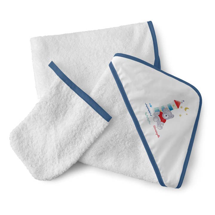 Cape de bain + gant Lulu Apolo pour garçon, bleu pour la vente par S&P NEWBORN, S.L. (Lulu)