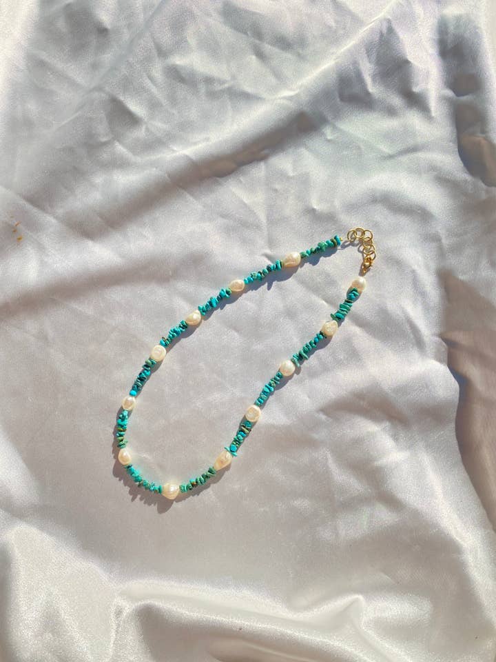 Turquoise and Pearl Choker for wholesale by Art By Avary