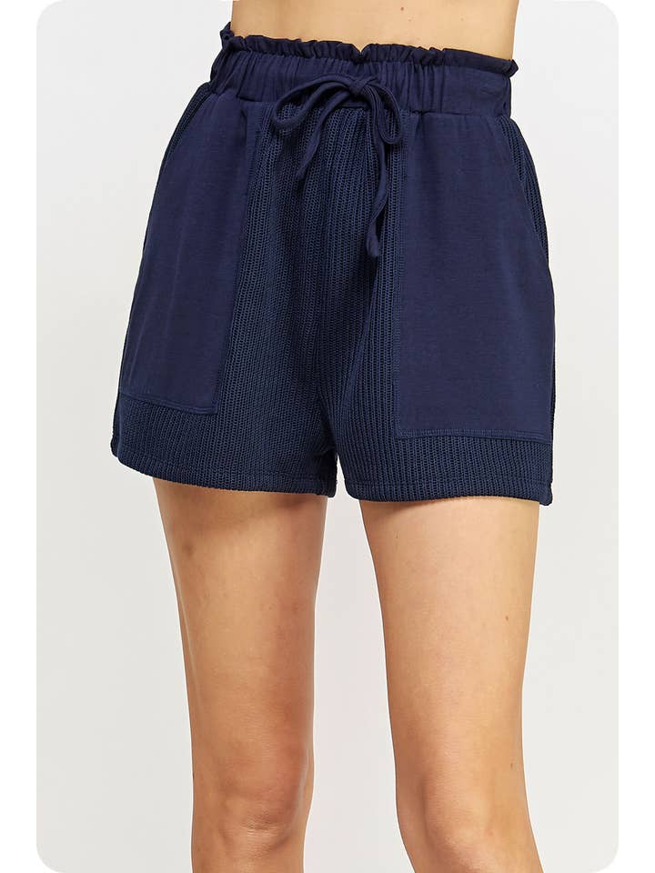 Strut & Bolt - Wholesale Shorts - Women's - Mixed Media Detail Knit Shorts1