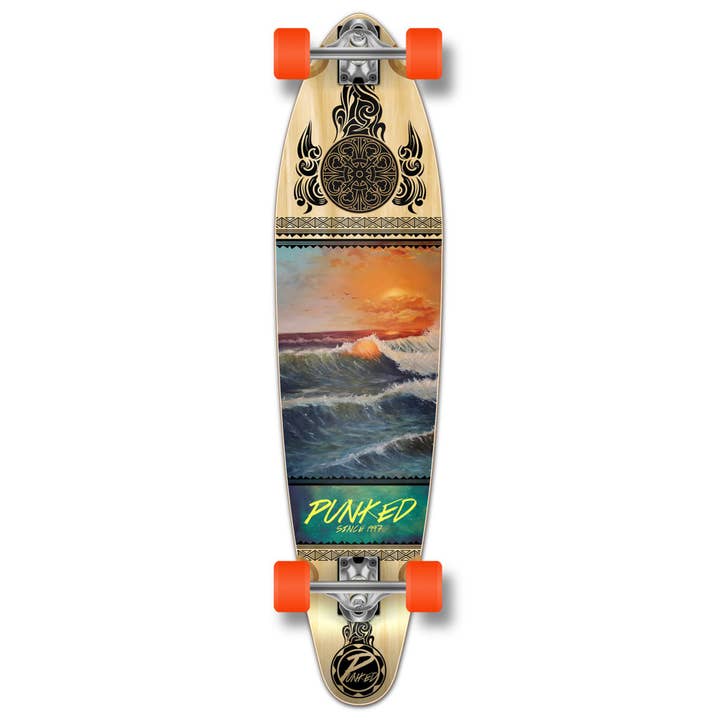 Yocaher Kicktail Complete Longboard - Wave Scene for wholesale by Yocaher Skateboards