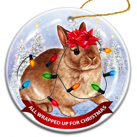 Pet Gifts USA, LLC - Venta al por mayor Adornos - Adorno envuelto en forma de conejito holandés, enano