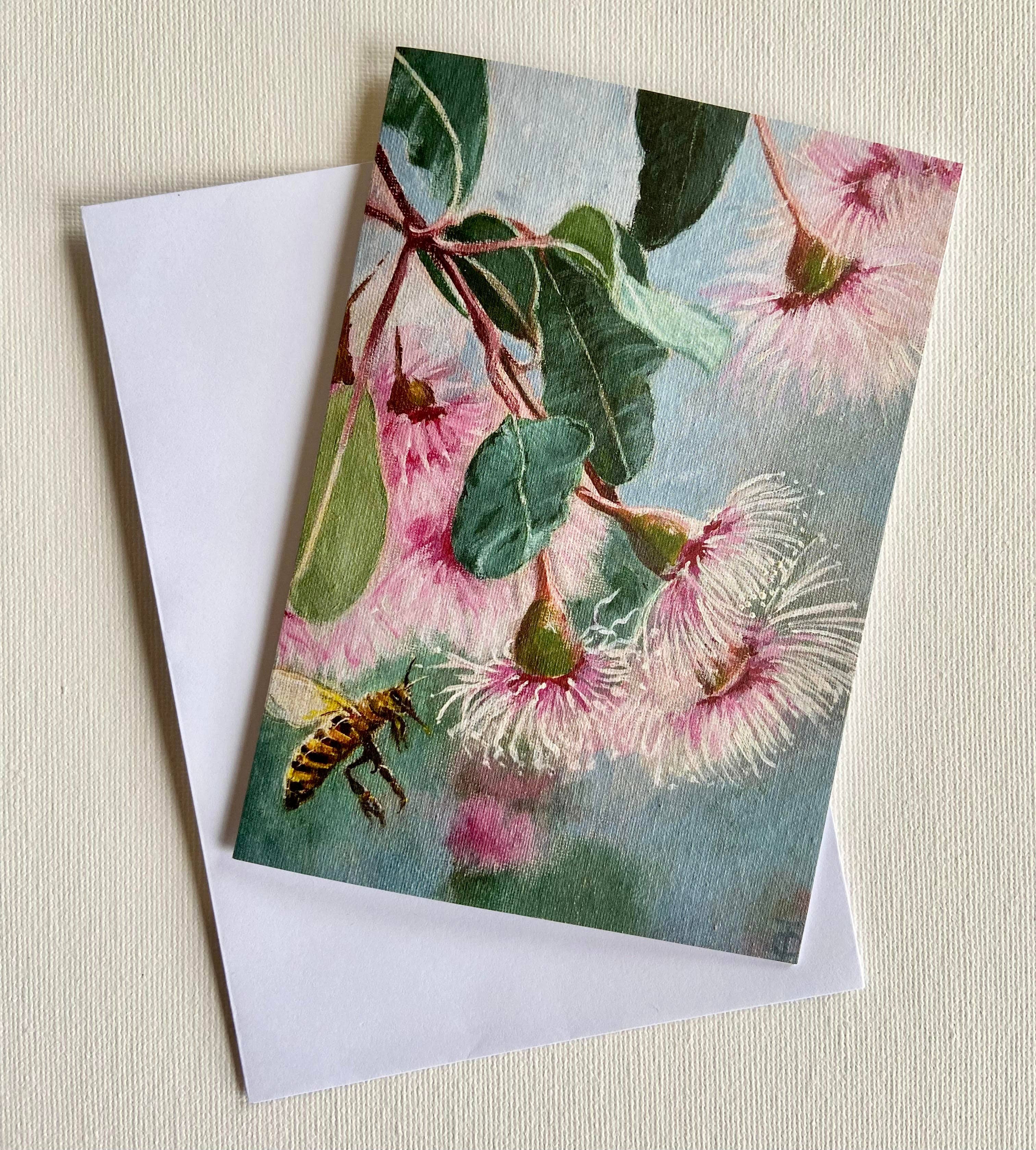 Lucinda Cotter Art - Vente Carte de vœux classique - Carte de vœux Fleurs de Gomme et Abeille0