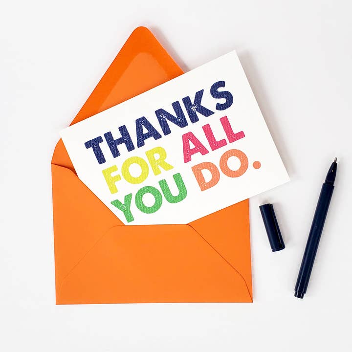 Thanks for All You Do Thank You Card for wholesale by Lucky Dog Design Co.