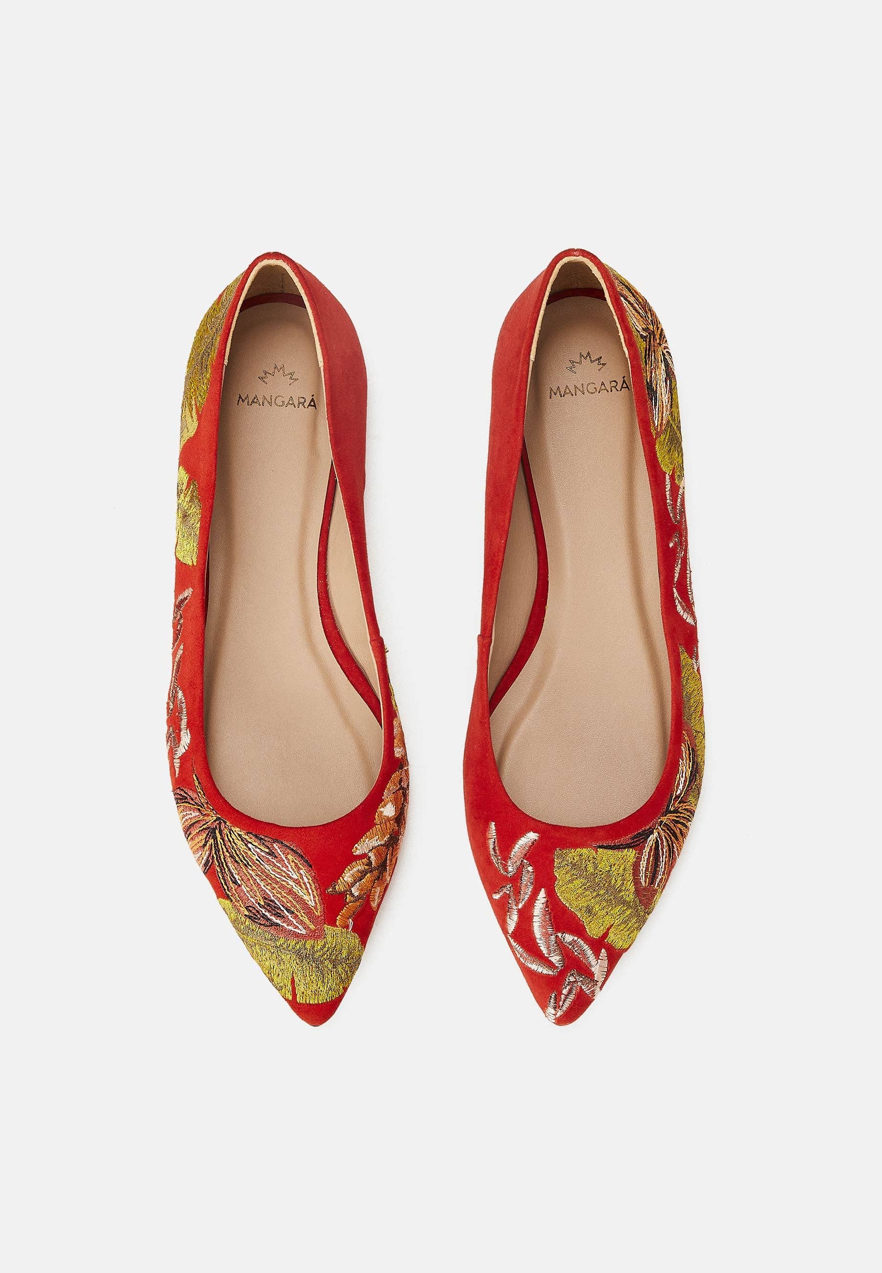 Mangará Atelier - Wholesale Flats - Women's - Red Suede Embroidered Ballerinas – Elegant Women’s Flat Shoes6