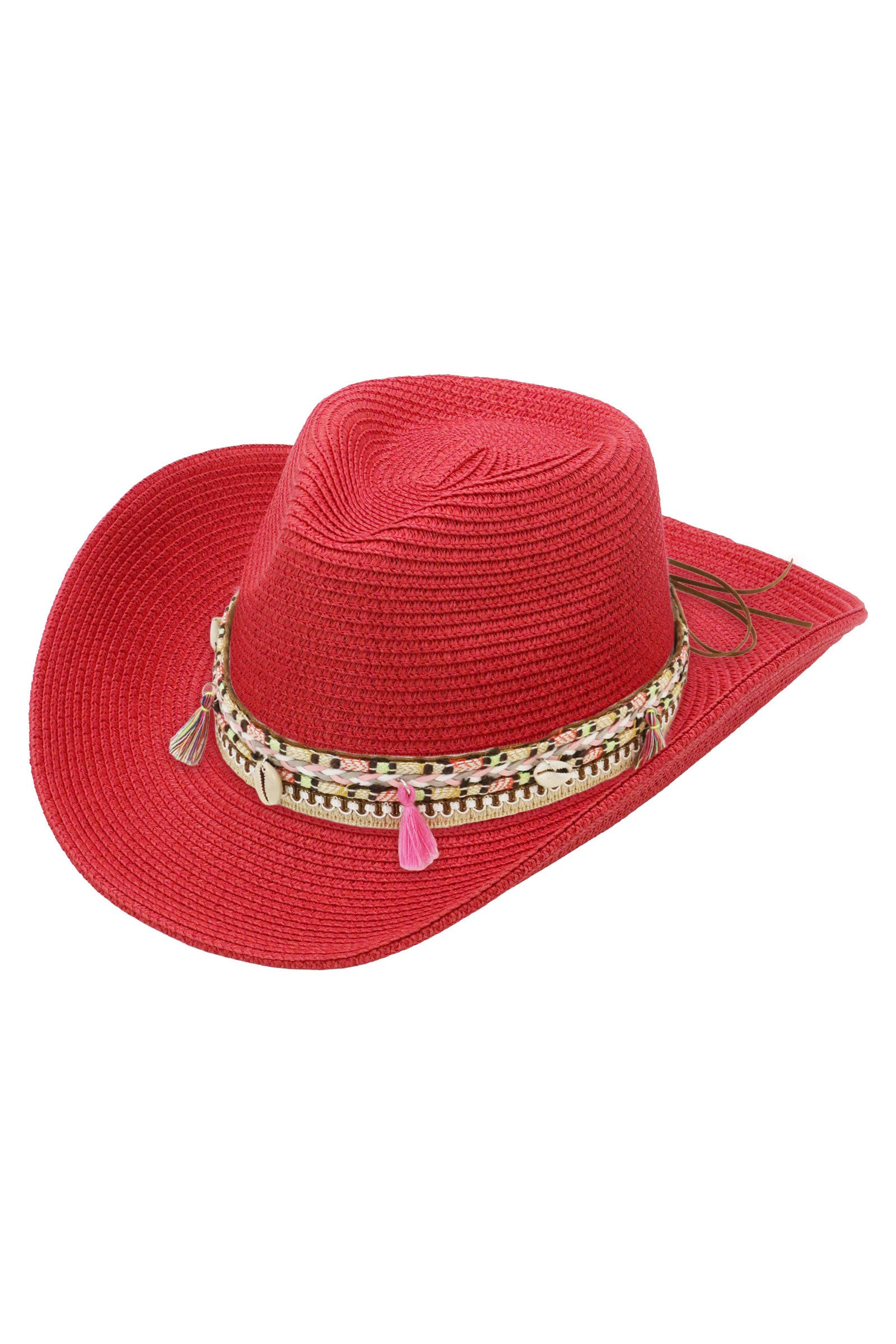 Cap Zone - Wholesale Cowboy Hat - Women's - Pink Tassel Straw Coastal Cowgirl Hat12