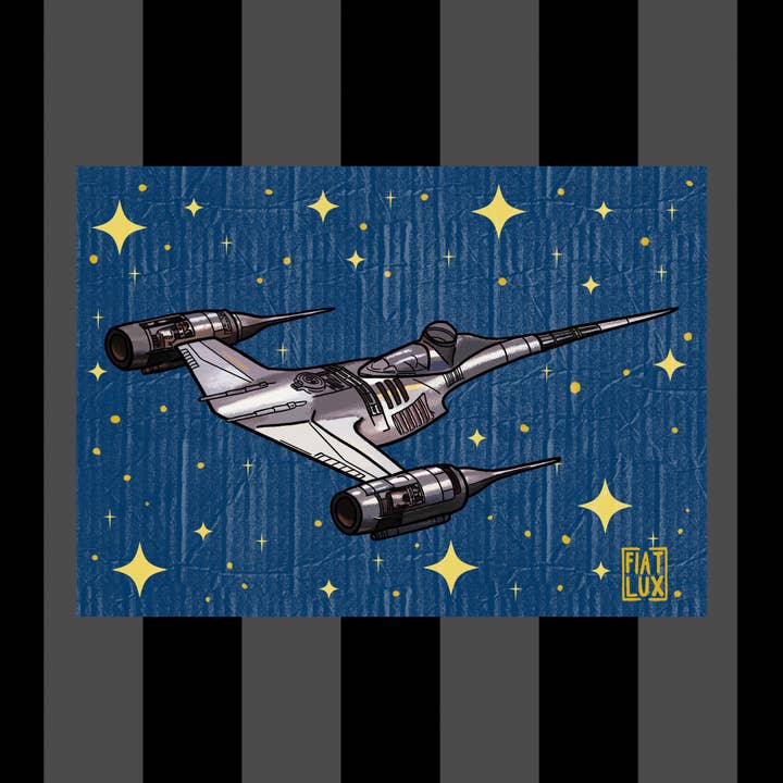 Naboo N-1 Starfighter Din Djarin Mandalorian star wars Art Print for wholesale by Fiat Lux Illustration