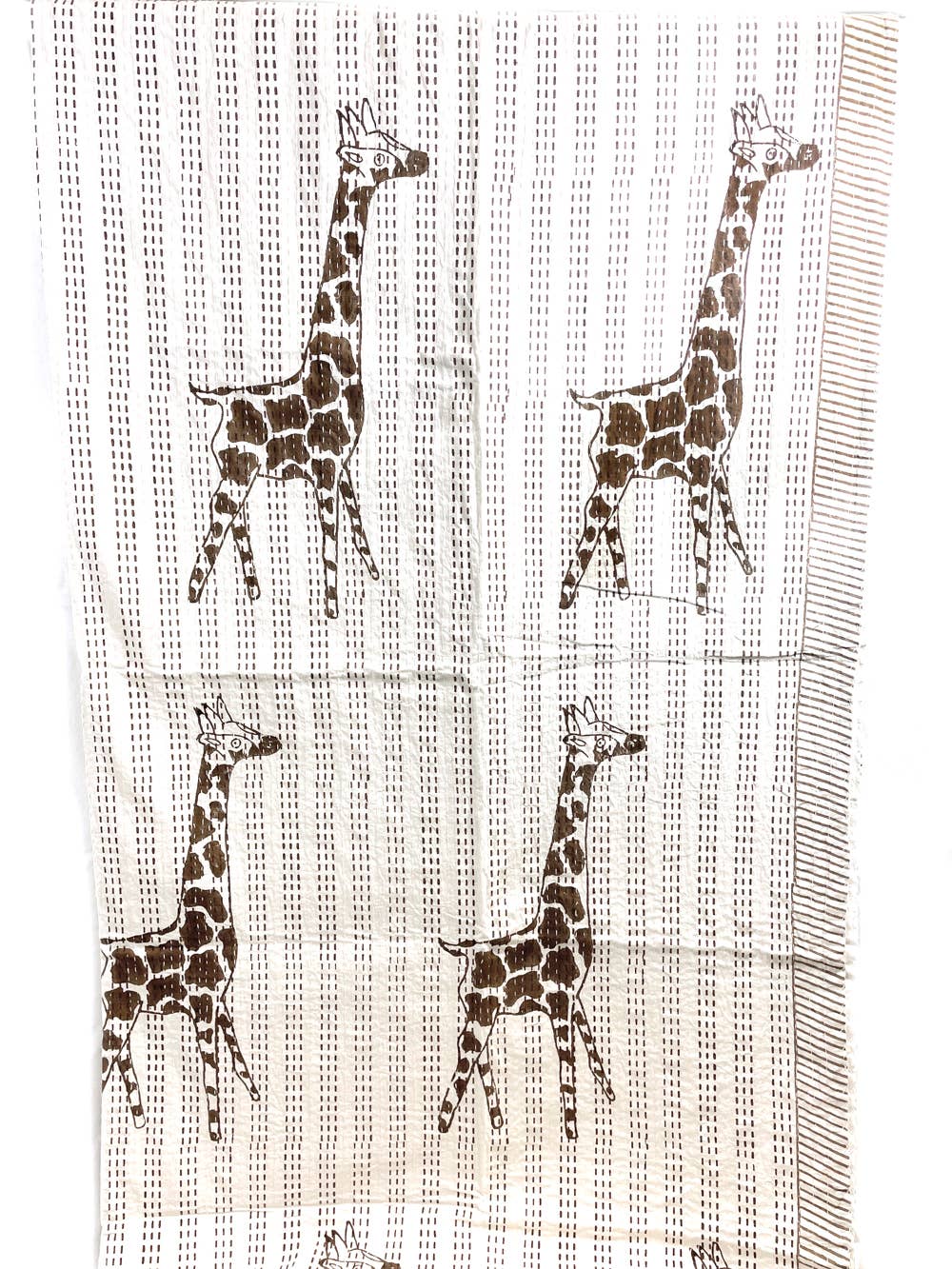 Mira Fair Trade - Wholesale Throw Blanket - Block Printed Kantha Blanket - Giraffe Print1