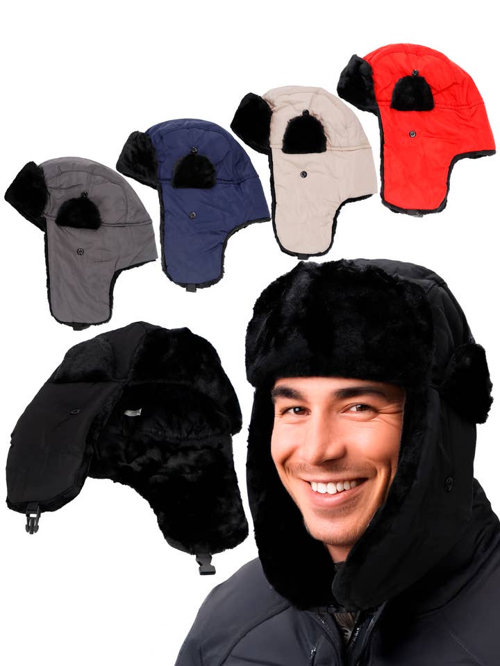 Nylon Windproof Thermal Fleece Trapper Hat for wholesale by Cap Zone