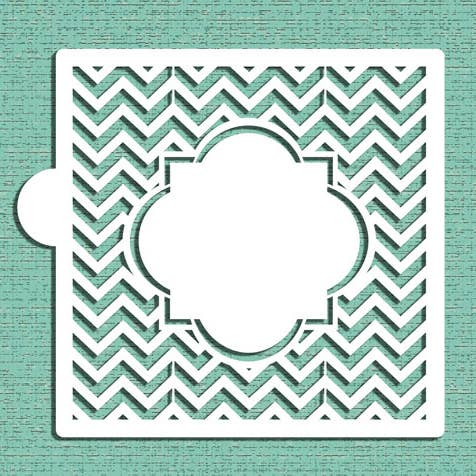 Chevron Monogram Plaque Cookie and Craft Stencil for wholesale by Designer Stencils