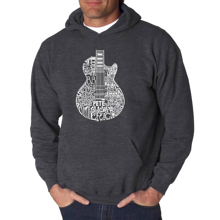 LA Pop Art – wholesale Hoodie - Herr – Herr Word Art Huva Sweatshirt - Rock Gitarr Huvud3