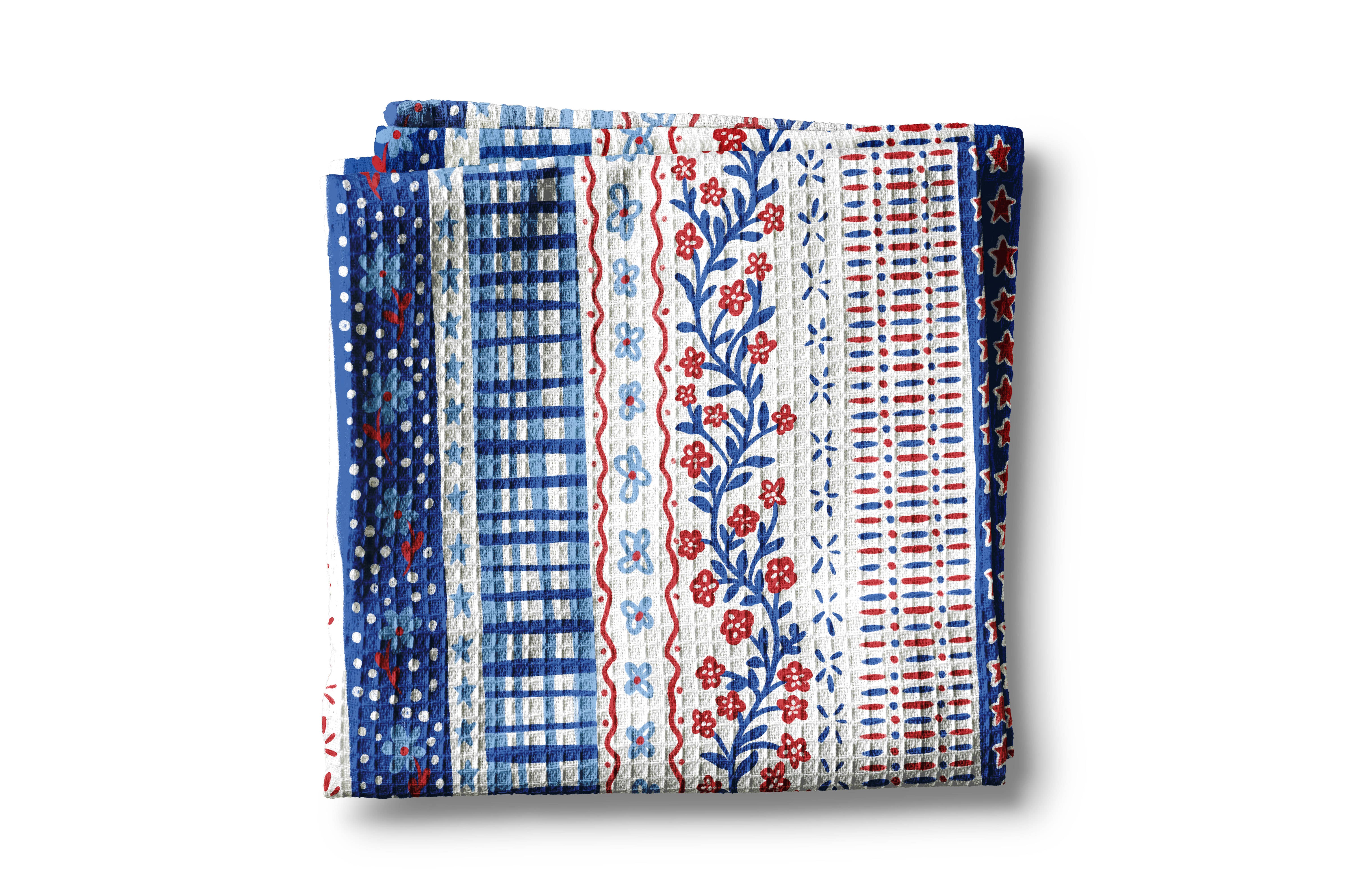 Canary Road - Wholesale Tea Towel - 4th July Patriotic Red White Blue Flag Kitchen Towel Waffle0