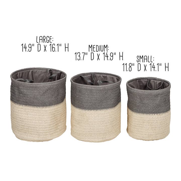 Honey-Can-Do - Wholesale Laundry Basket - Set of 3 Flexible Laundry Baskets with Handles, Gray/Natural