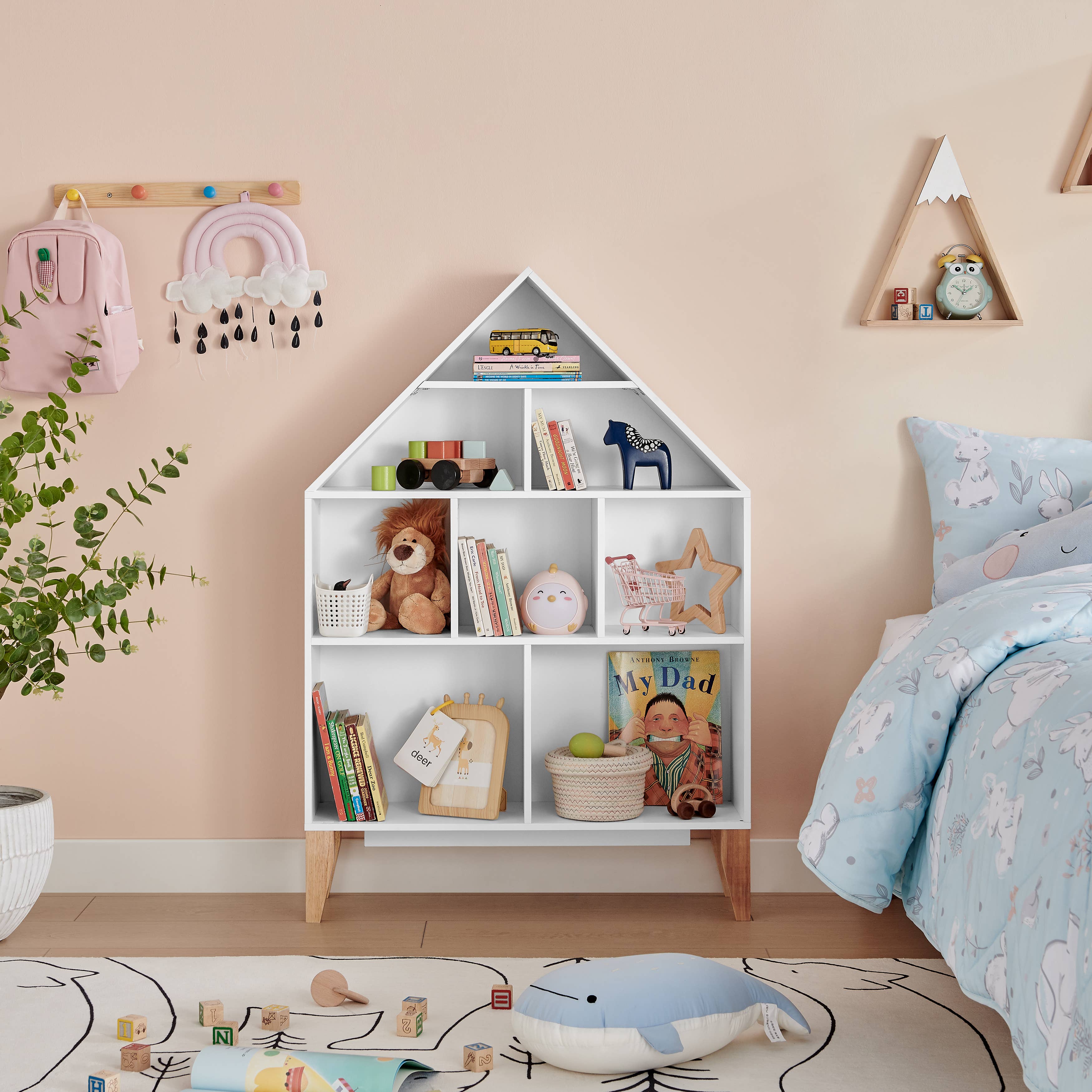 Danya B - Vente Bibliothèques - Étagère Steiner White Dollhouse pour enfants avec pieds en hêtre8
