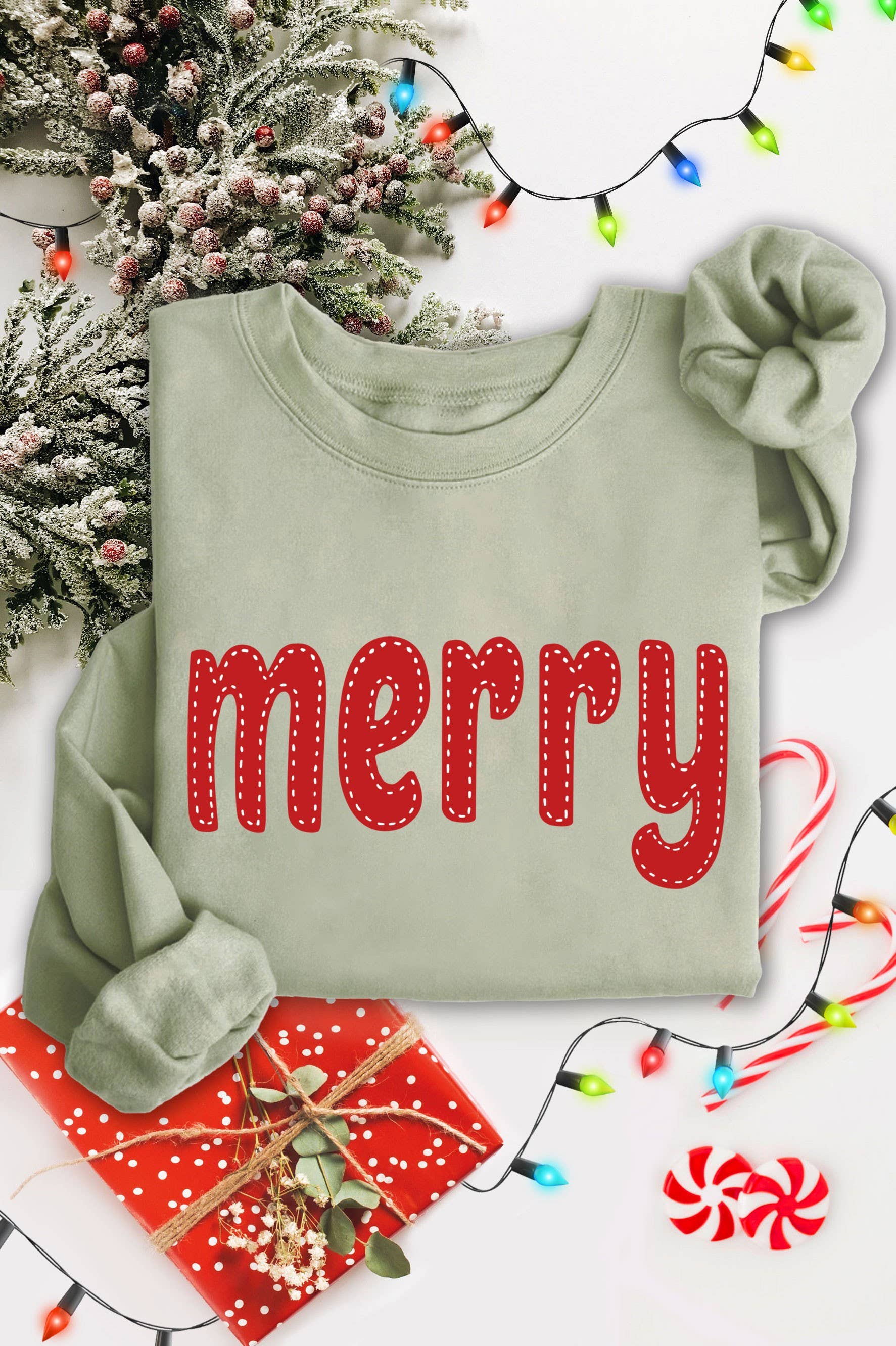 Rustee Clothing - Wholesale Graphic Sweatshirt - Women's - MERRY STITCH LOOK GRAPHIC BRUSHED SWEATSHIRTS1