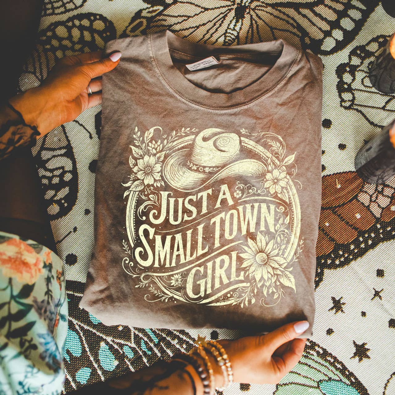 Trendy Transfers - Wholesale Sublimation Transfer - Just A Small Town Girl Hat CREAM DTF Heat Transfer1