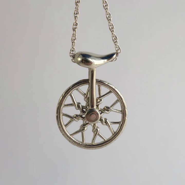 Ajmer by Jodi - Wholesale Individual charm/pendant - Small Lotus Spoke Unicycle Pendant ~ White Brass2