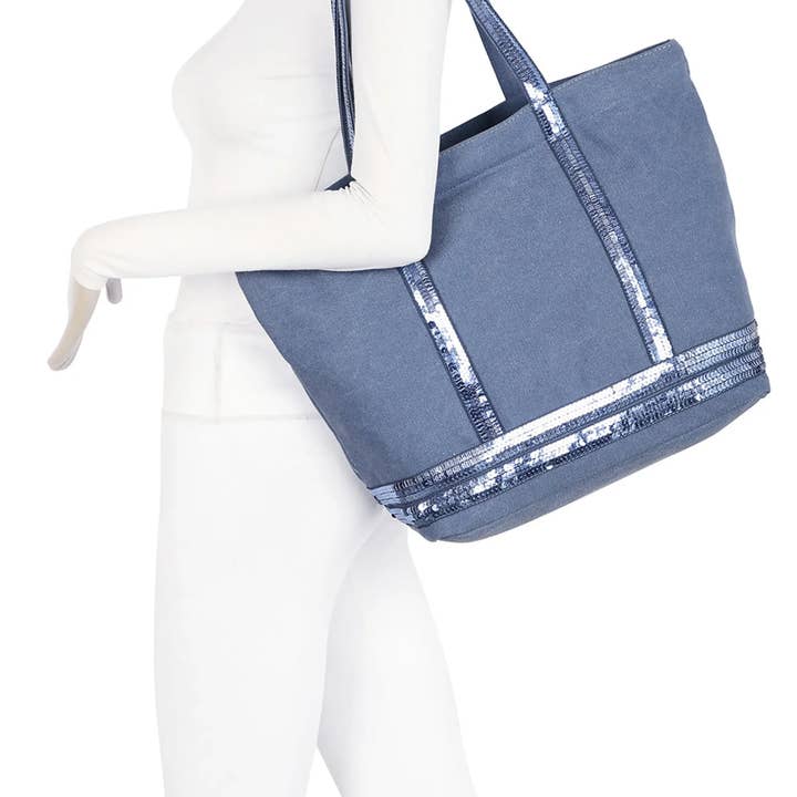 Ellas Trading – wholesale Tote bag – Women's – Sequin Embellish Spacious Canvas Tote Shoulder Bag9