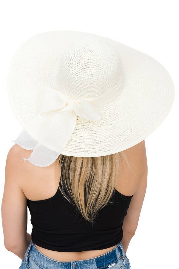 Cap Zone - Wholesale Straw Hat - Women's - Burlap Bow Straw Floppy Sun Hat7