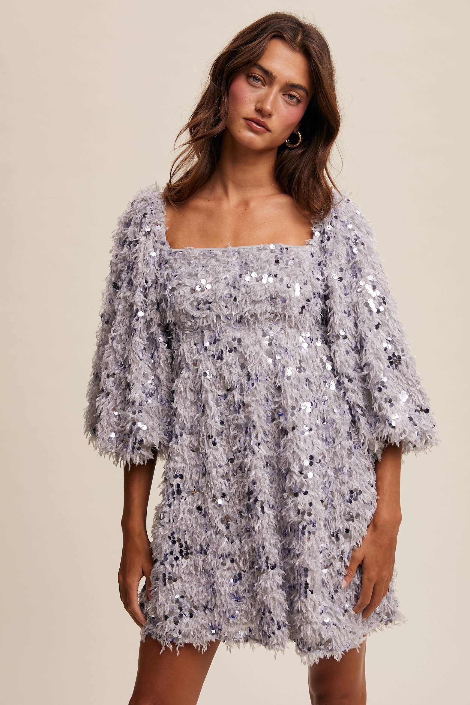 Listicle – Vestido - Mulher por atacado – Vestido Mini com Franjas de Lantejoulas LD146817