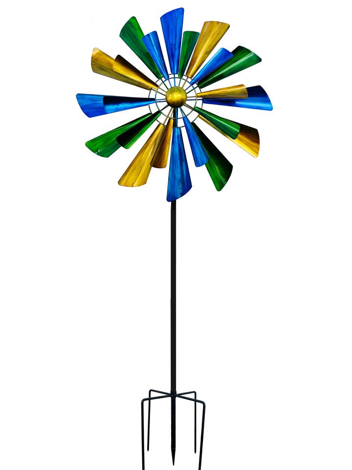 Metal Colorful Windmill Kinetic Spinner for wholesale by Continental Art Center