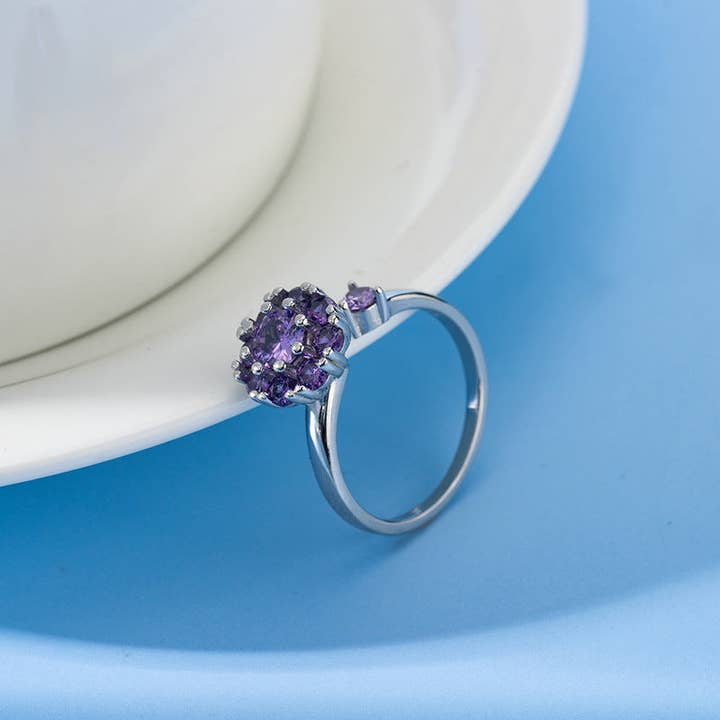 Perimade & Co. LLC – wholesale Multi-stone ring – Flower Anxiety Fidget Spinner Ring in 925 Sterling Silver3
