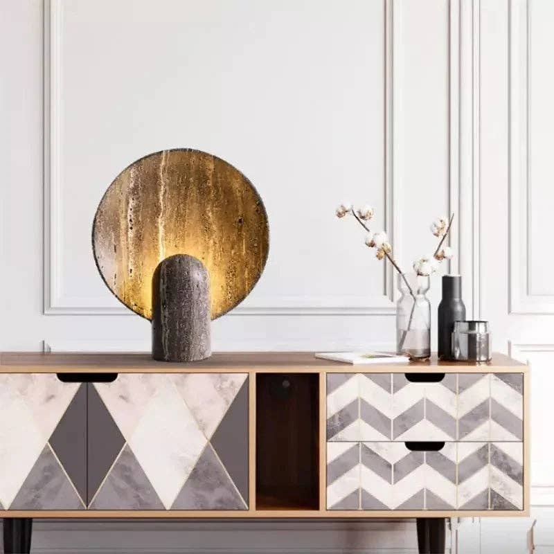 BRECK + FOX - Wholesale Accent/Desk Lamp - Faux Travertine Stone Lamp1