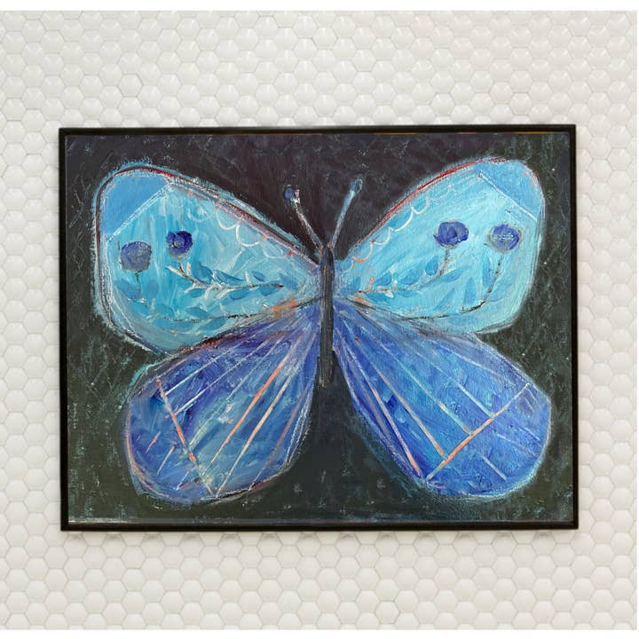 Art Print (8x10). Blue Night Butterfly for wholesale by Blueberry Road Cards