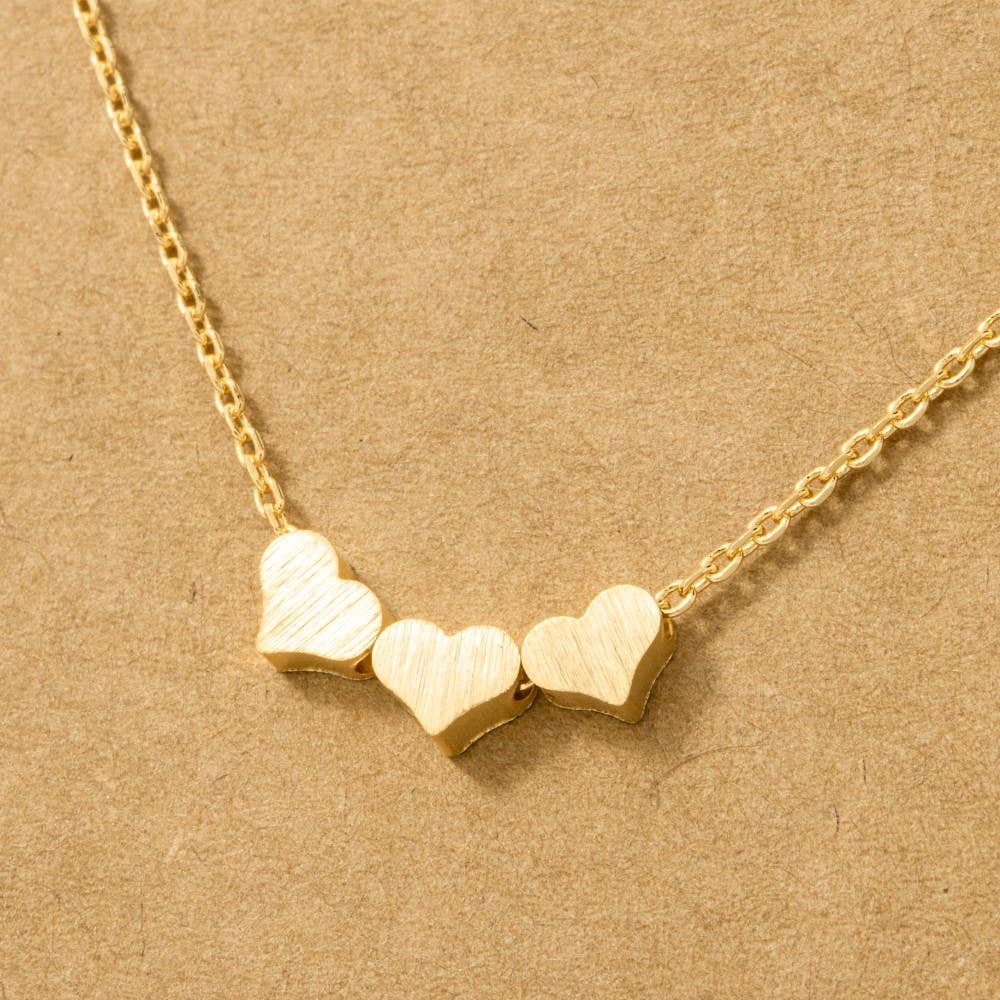 Fame Accessories - Wholesale Pendant/Charm Necklace - Three Dainty Hearts Necklace3