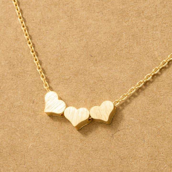 Fame Accessories - Wholesale Pendant/Charm Necklace - Three Dainty Hearts Necklace3