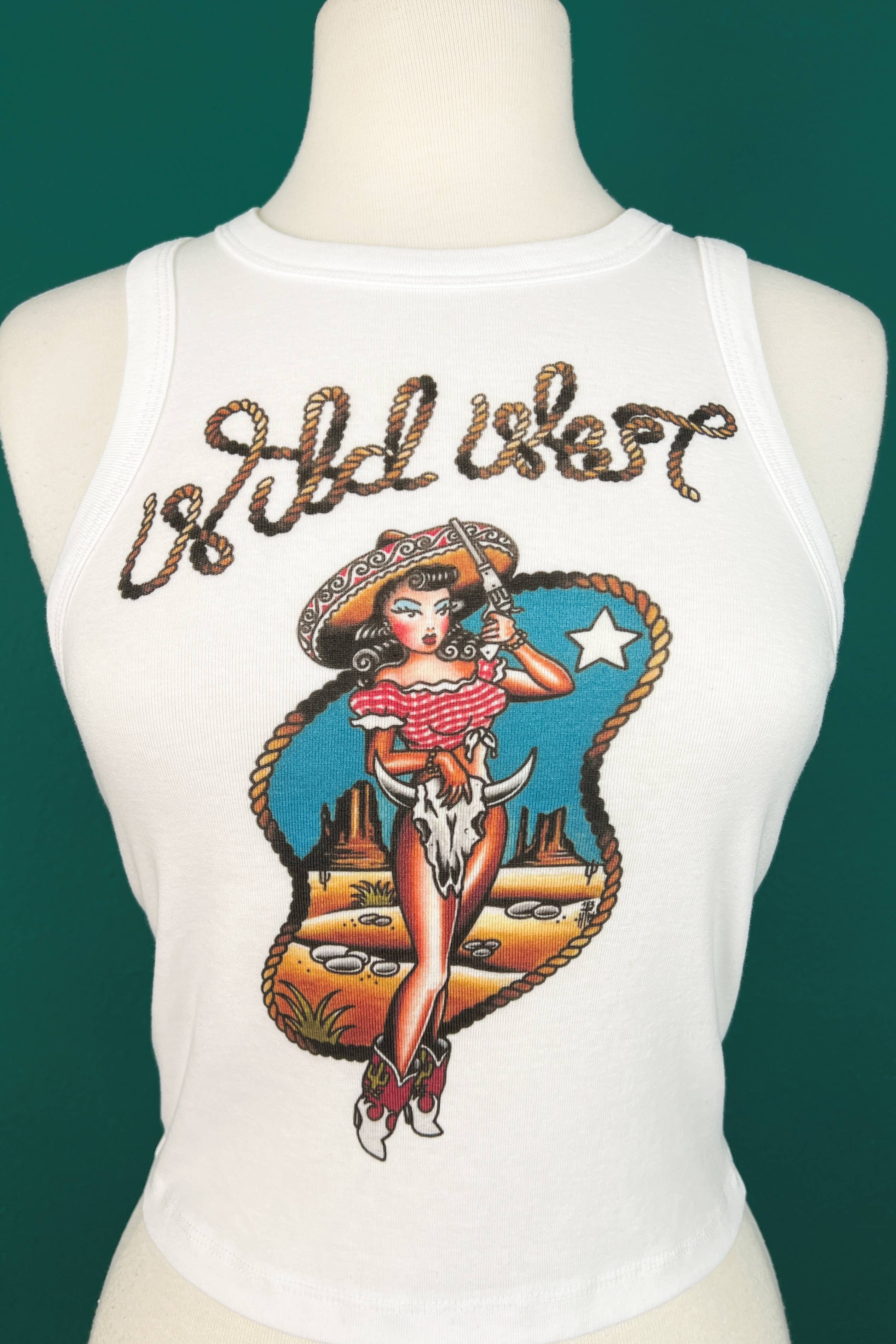 Mischief Made – wholesale Tank top – Women′s – Wild West Rib Racer Tank in White1