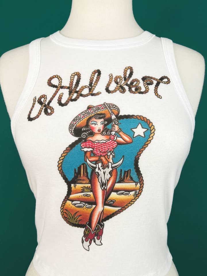 Mischief Made - Vendita all'ingrosso Canotta - Donna - Canotta Wild West Rib Racer bianca3