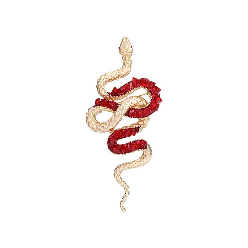 Perimade & Co. LLC - Wholesale Brooch - Dainty Gold Color Gemstone Snake Pin Brooch in Solid Copper4