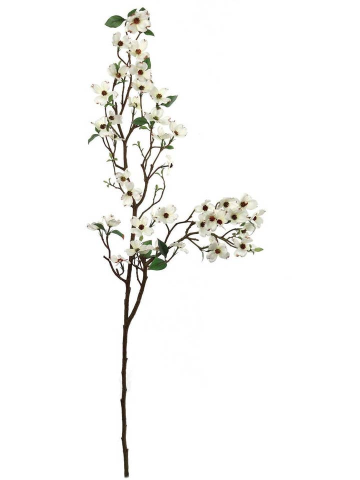 Flor sintética de rama de cornejo de 50 pulgadas, color blanco para venta al por mayor de Larksilk