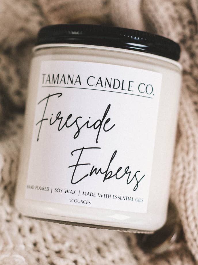 Fireside Ember 8oz for wholesale by Tamana Candle Co.
