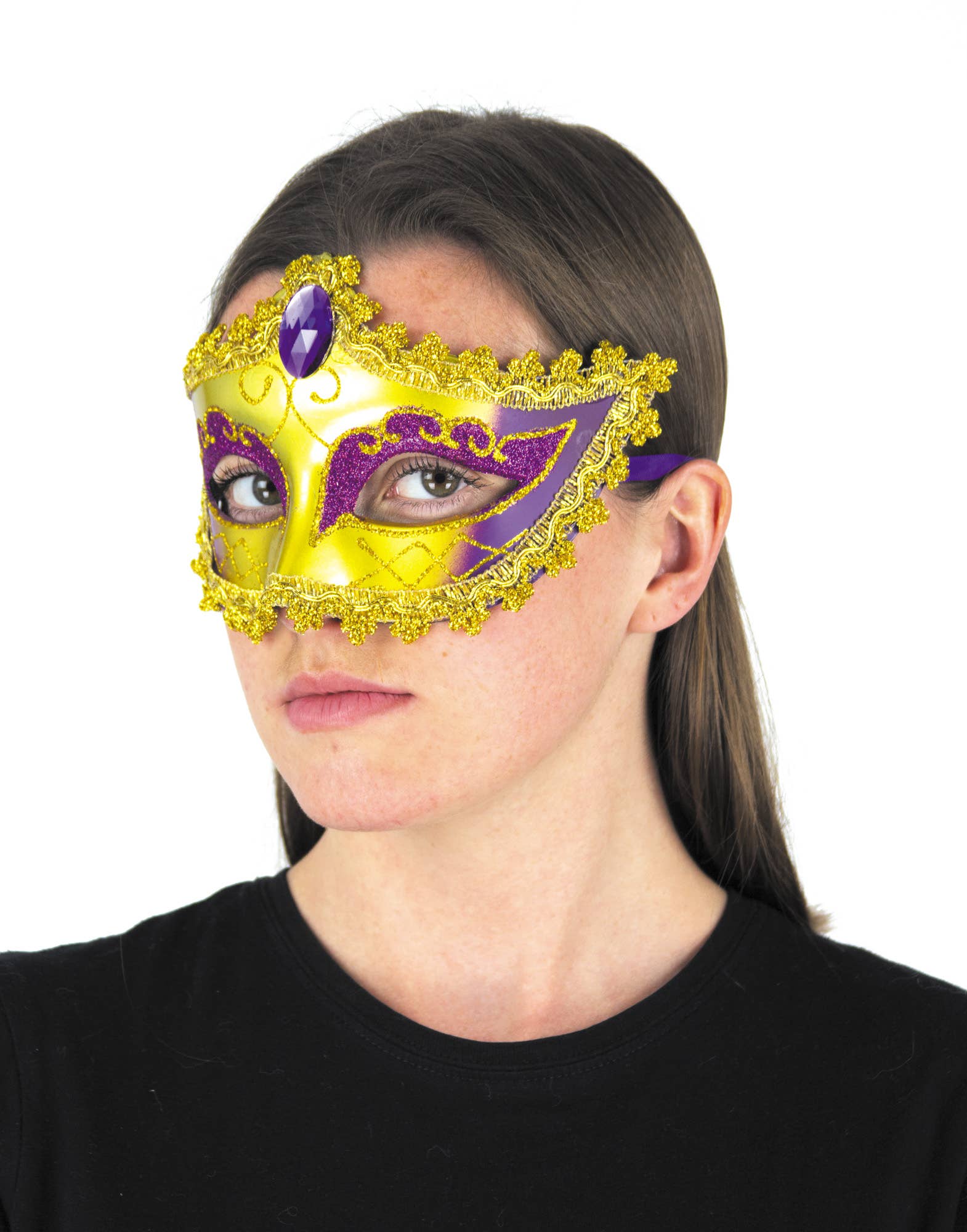 Party Pro - Wholesale Costume – Unisex - PURPLE AND GOLD VENETIAN MASK0