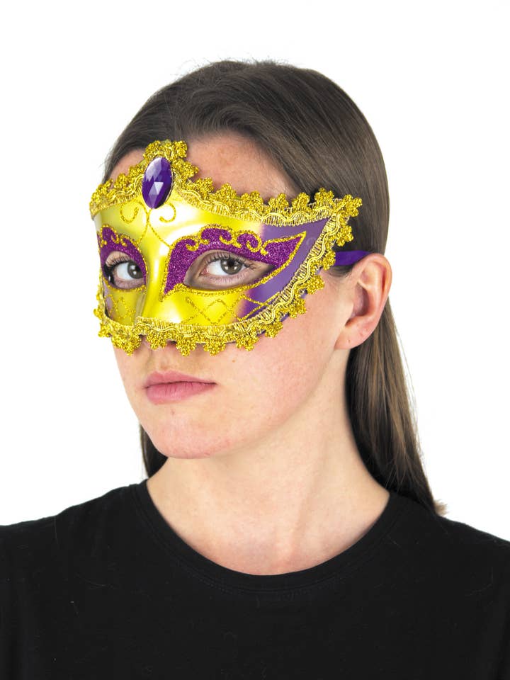 Party Pro - Wholesale Costume - Unisex - PURPLE AND GOLD VENETIAN MASK