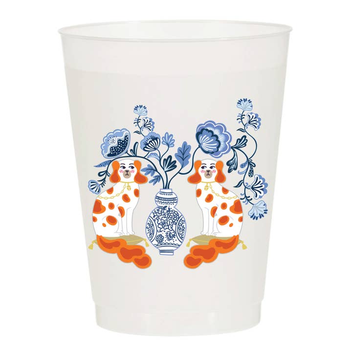 Gobelets givrés Staffordshire Dogs Chinoiserie pour la vente par Sip Hip Hooray