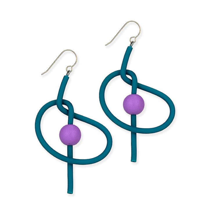 Sculptural KNOT EARRINGS, bold fashion accessories, upcycled for wholesale by Frank Ideas