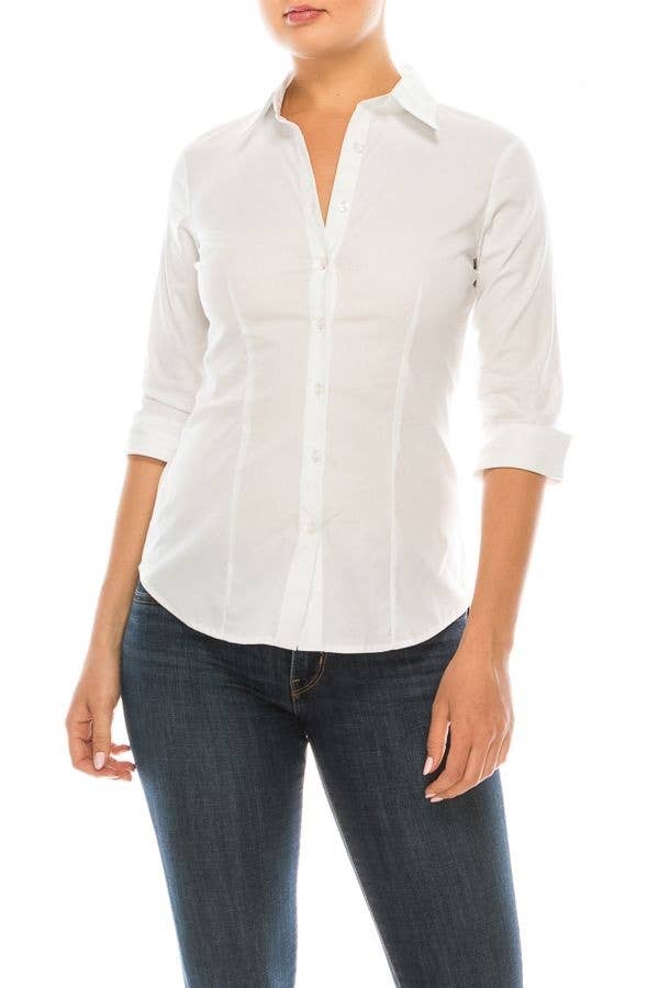 Cezele – wholesale Buttoned-down shirt – Women's – Essential Stretch Poplin Shirt2
