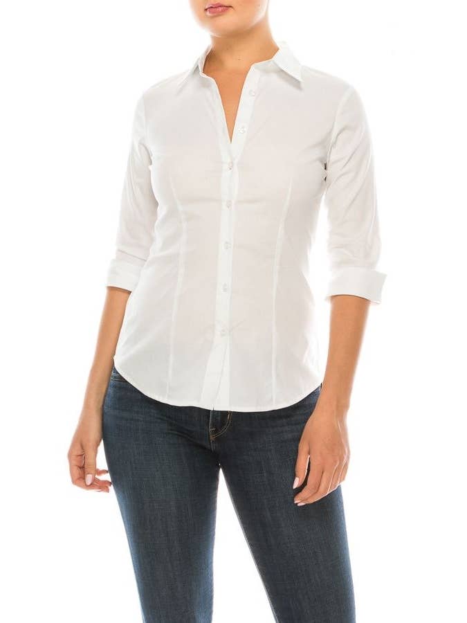 Cezele - Wholesale Button Down Shirt - Women's - Essential Stretch Poplin Shirt2