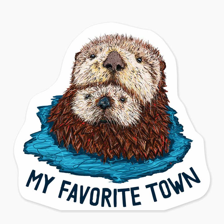 Autocollant avec nom de 3 pouces Sea Otters pour la vente par Nice Enough Stickers