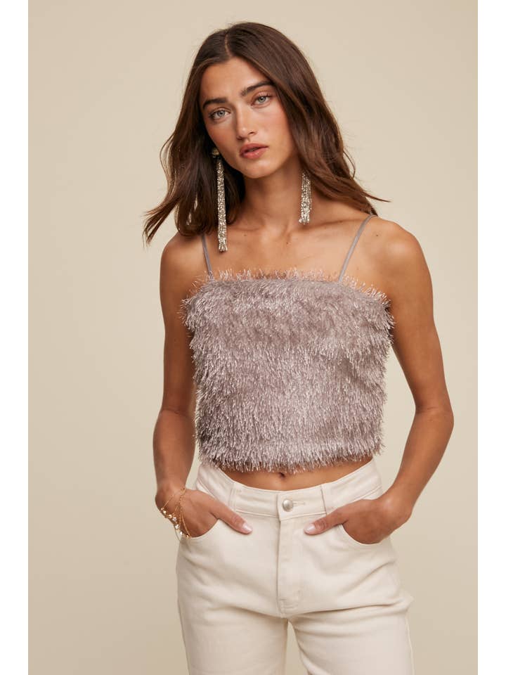 Listicle - Wholesale Camisole - Women's - Metallic Eyelash Knit Cami Top LT131516