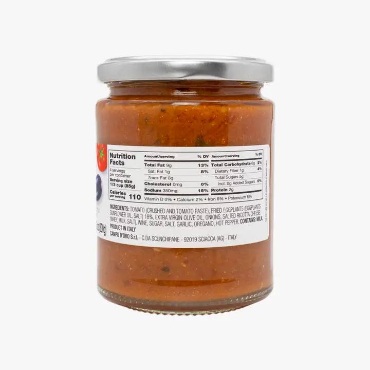 Campo d'Oro - Wholesale Sauce - Eggplants Norma Sauce with Salted Ricotta Cheese 10.6 oz2