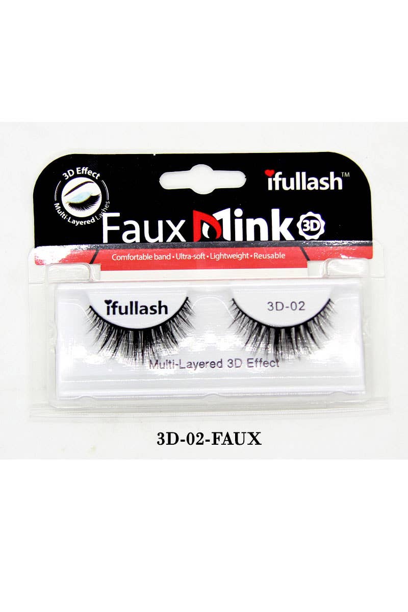 KC Factory - Wholesale False/Fake Eyelashes - Eyelashes - 3D Effect High Quality Faux Mink (3D-01-FAUX)1