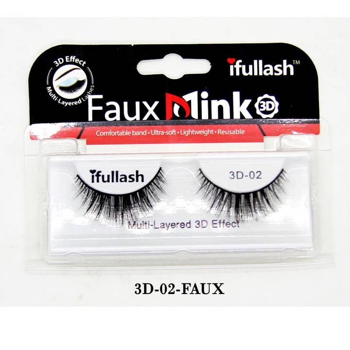 KC Factory - Wholesale False/Fake Eyelashes - Eyelashes - 3D Effect High Quality Faux Mink (3D-01-FAUX)3