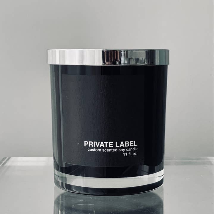 Atelier 880 - Wholesale Jar/Filled Candle - Luxury Candle Black Glass / Silver Lid Large 11 oz1